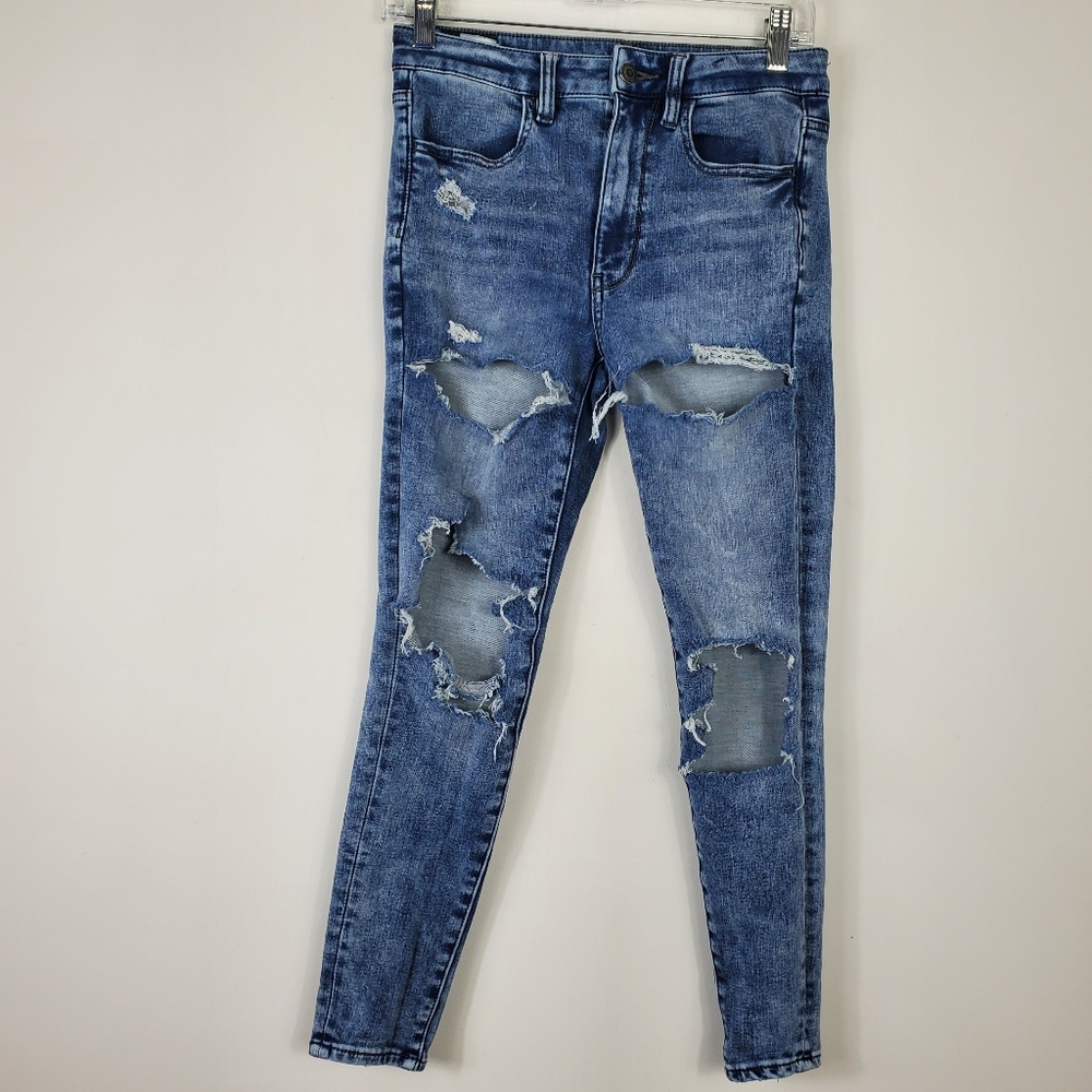American Eagle Outfitters Blue Distressed Jeggings